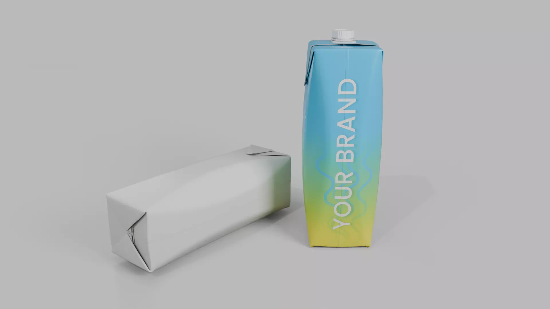 Beverage Carton 1L- Customizable Prism Drink Box 3D model_11