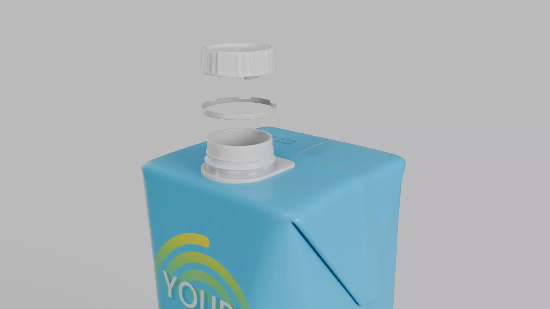 Beverage Carton 1L- Customizable Prism Drink Box 3D model_9