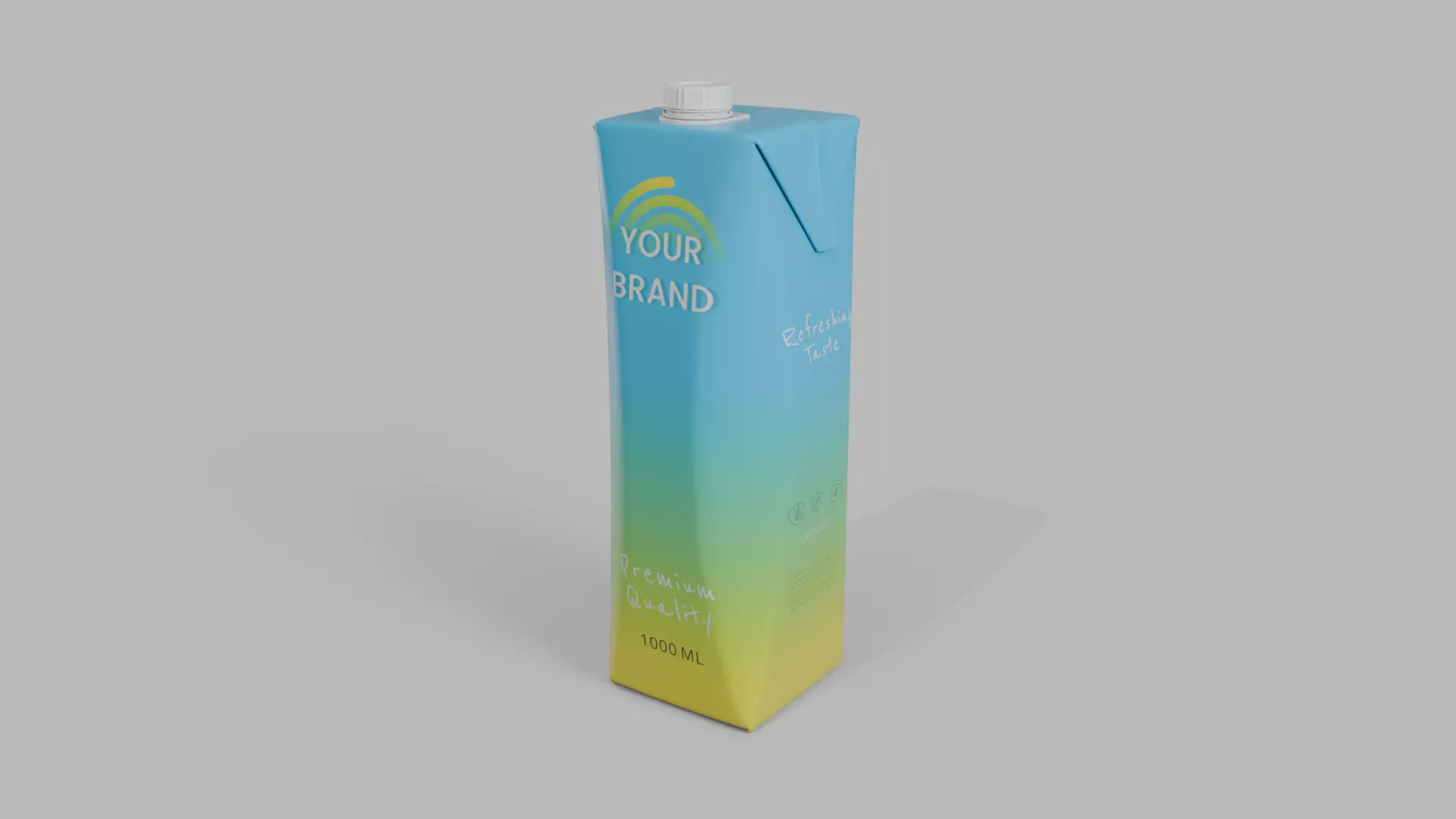 Beverage Carton 1L- Customizable Prism Drink Box 3D model_3