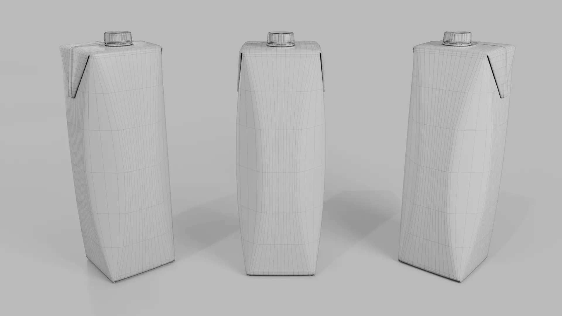 Beverage Carton 1L- Customizable Prism Drink Box 3D model_15