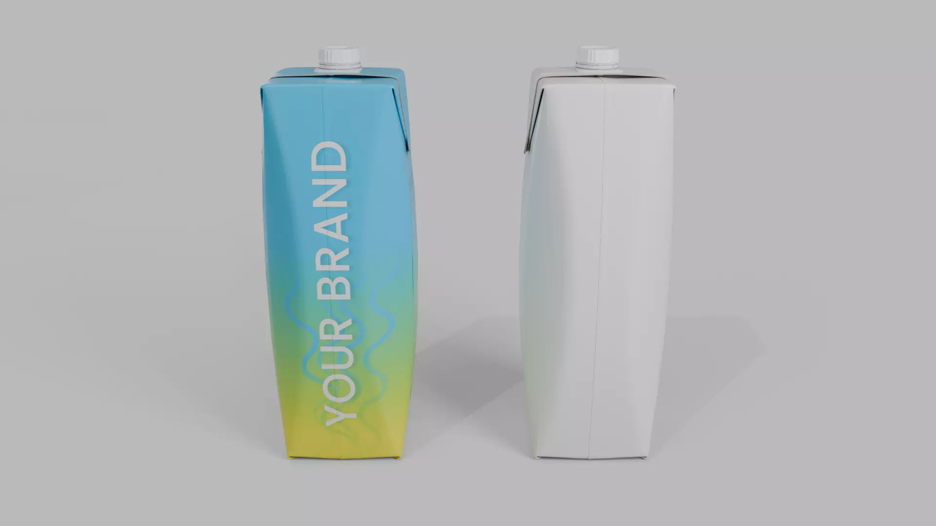 Beverage Carton 1L- Customizable Prism Drink Box 3D model_8