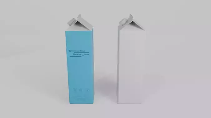 Beverage Carton 1500 ml - Customizable Gable-Top Drink Box 3D model 6