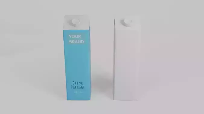 Beverage Carton 1500 ml - Customizable Gable-Top Drink Box 3D model 7