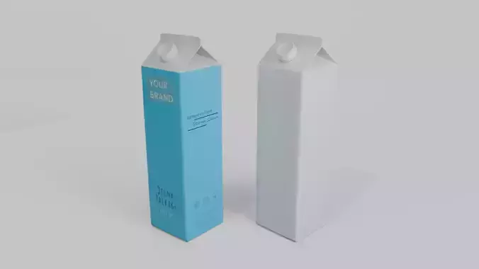 Beverage Carton 1500 ml - Customizable Gable-Top Drink Box 3D model 5