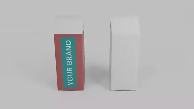 Beverage Carton 1000 ml - Customizable Gable-Top Drink Box 3D model 7
