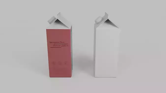 Beverage Carton 1000 ml - Customizable Gable-Top Drink Box 3D model 6