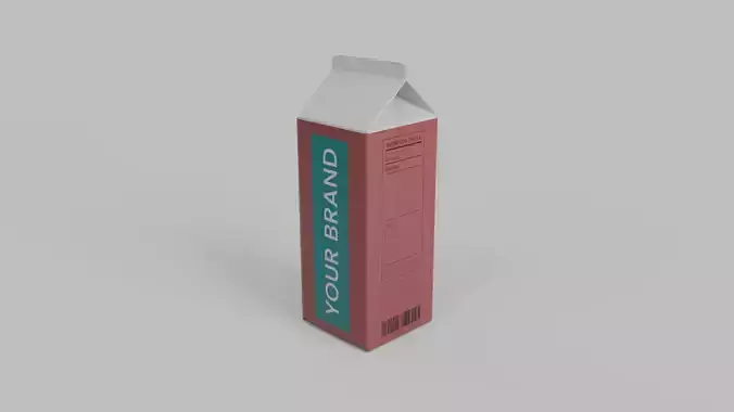 Beverage Carton 1000 ml - Customizable Gable-Top Drink Box 3D model 3