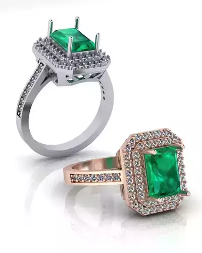 emerald halo engagement jewelry ring