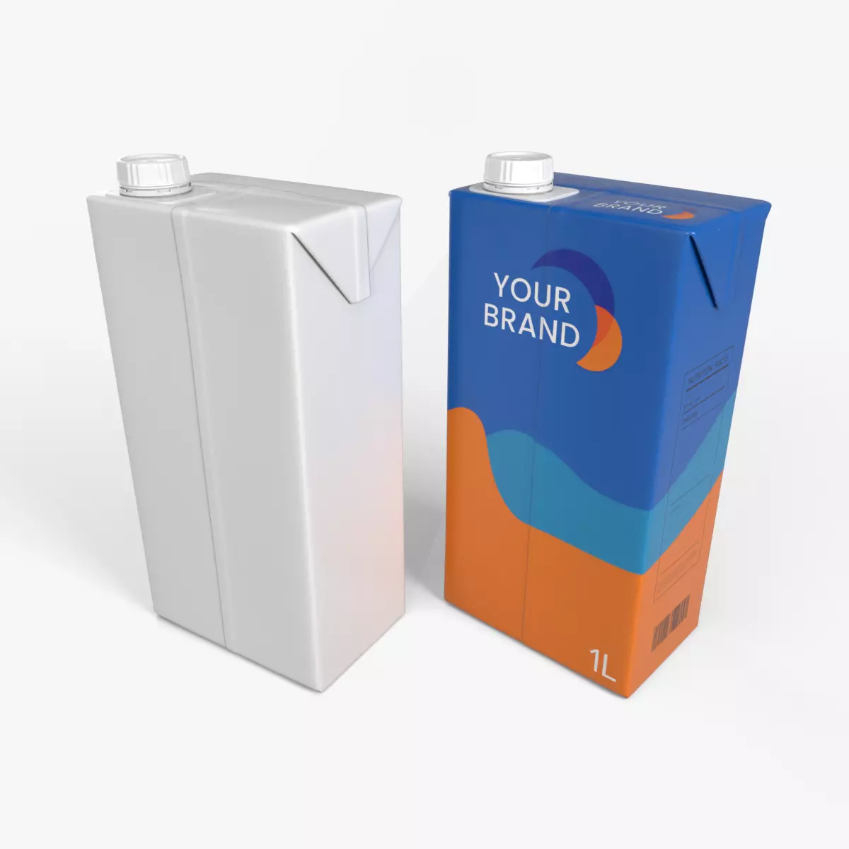Beverage Carton 1000 ml - Customizable Drink Box 3D model_0