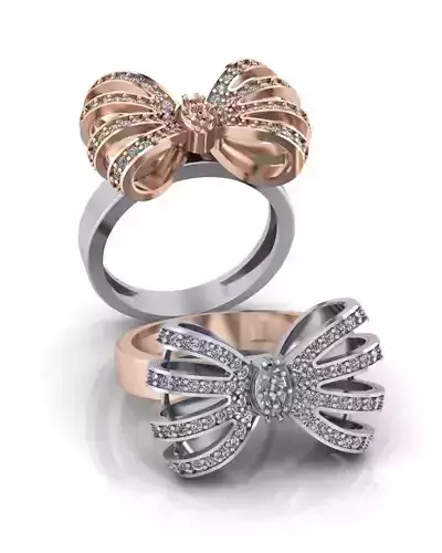 Bow tie high jewelry ring 2 part