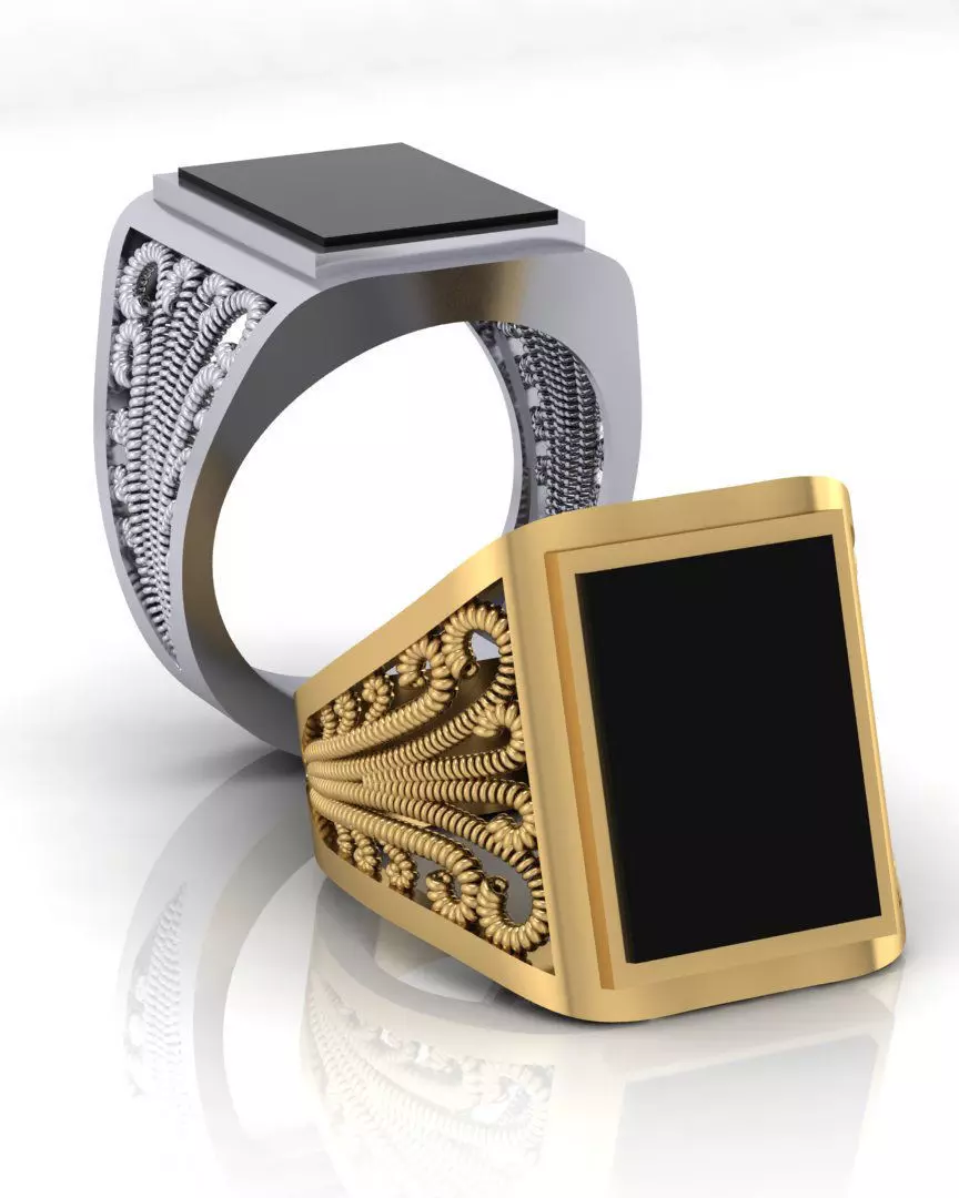 rectangle man jewelry ring free Free 3D print model