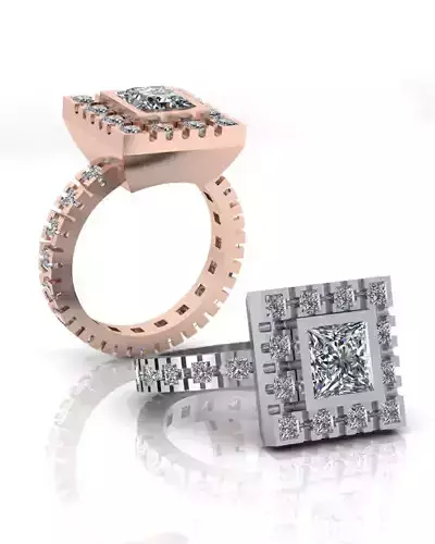 prince cut halo micro prong jewelry ring