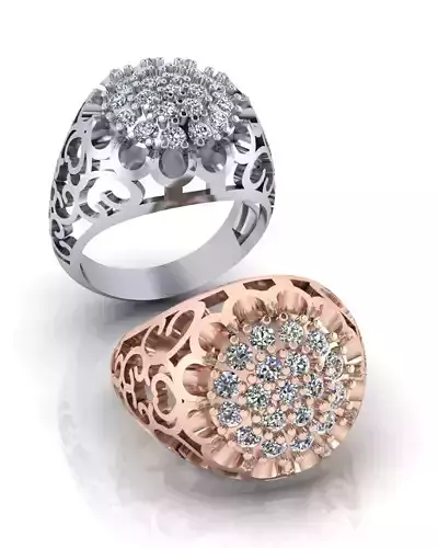 floral man jewelry ring pave setting