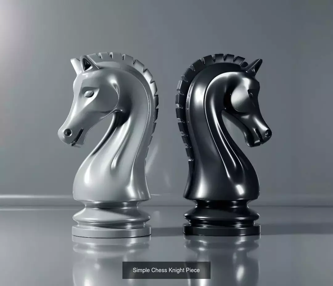 10 Knight Chess Pieces 3D Model Collection_4