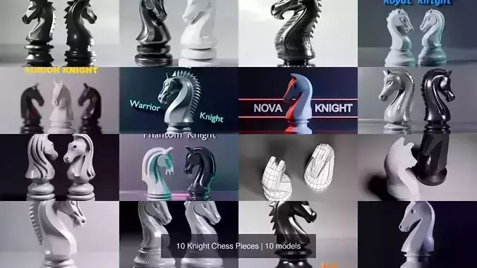 10 Knight Chess Pieces