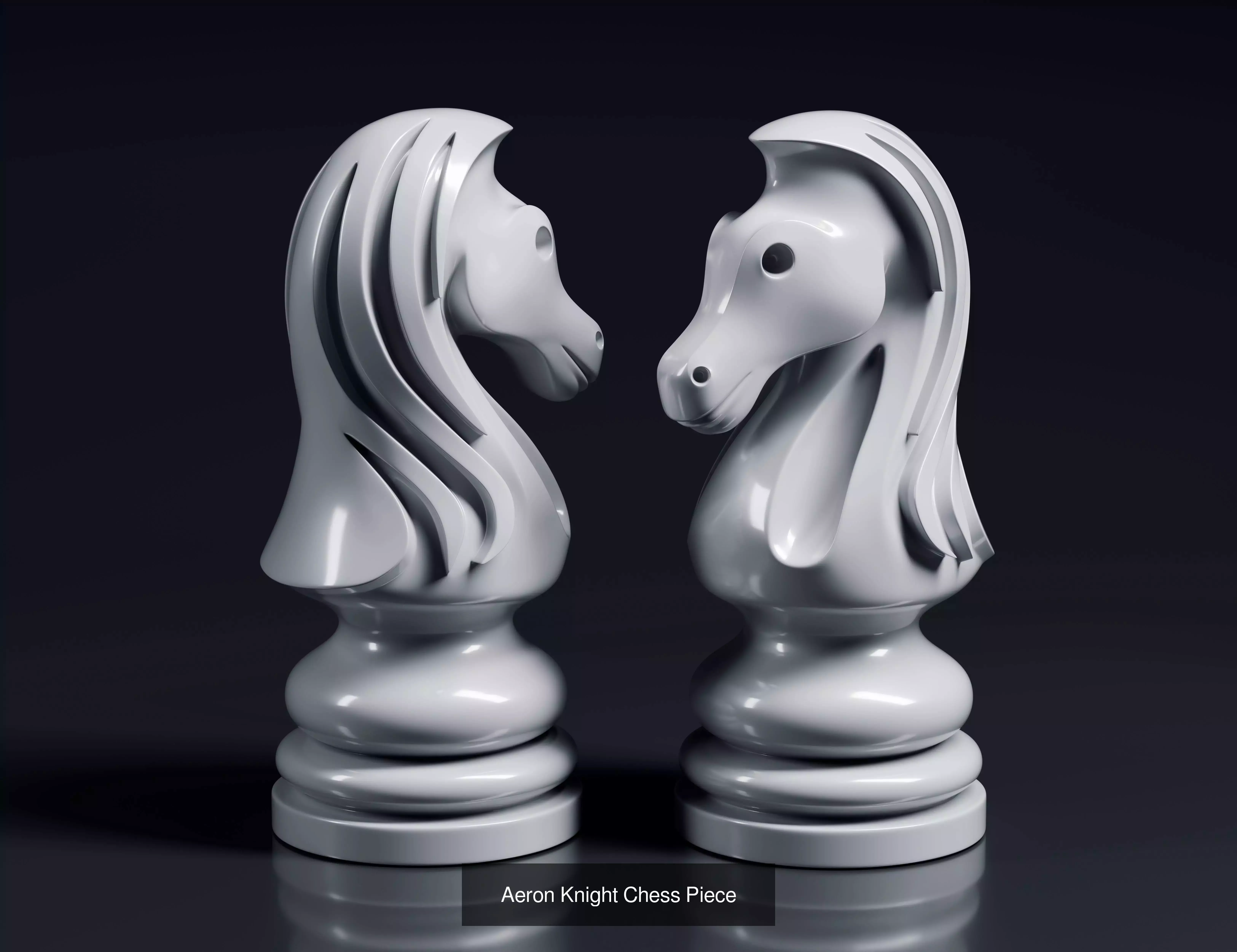 10 Knight Chess Pieces 3D Model Collection_3