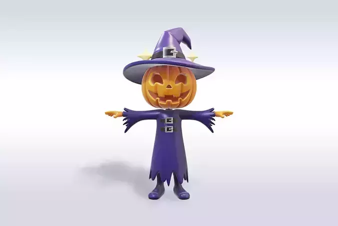 Cheerful Pumpkin Boy Halloween Character