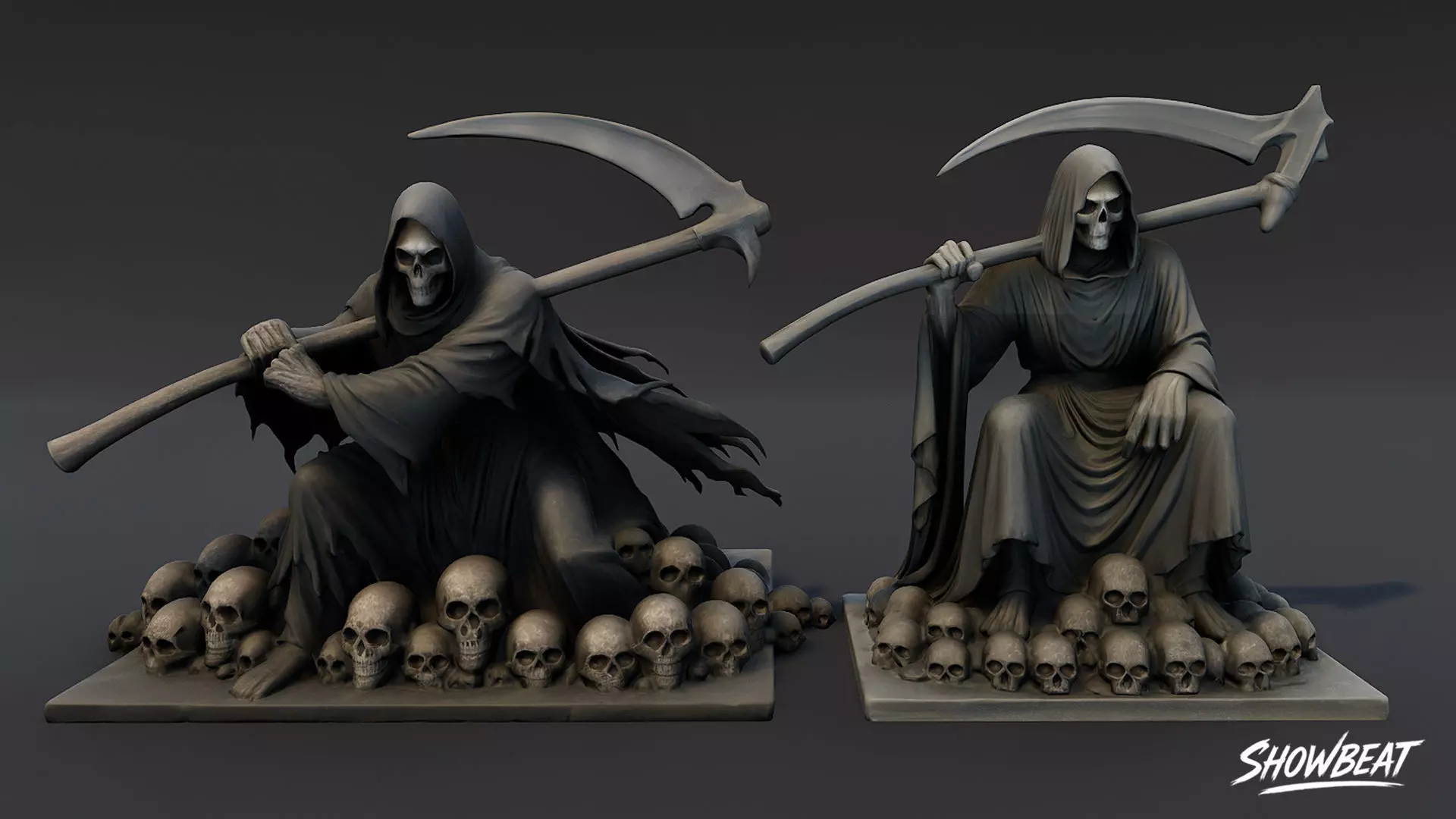 Death Reaper Statue Pack Low-poly 3D model_10