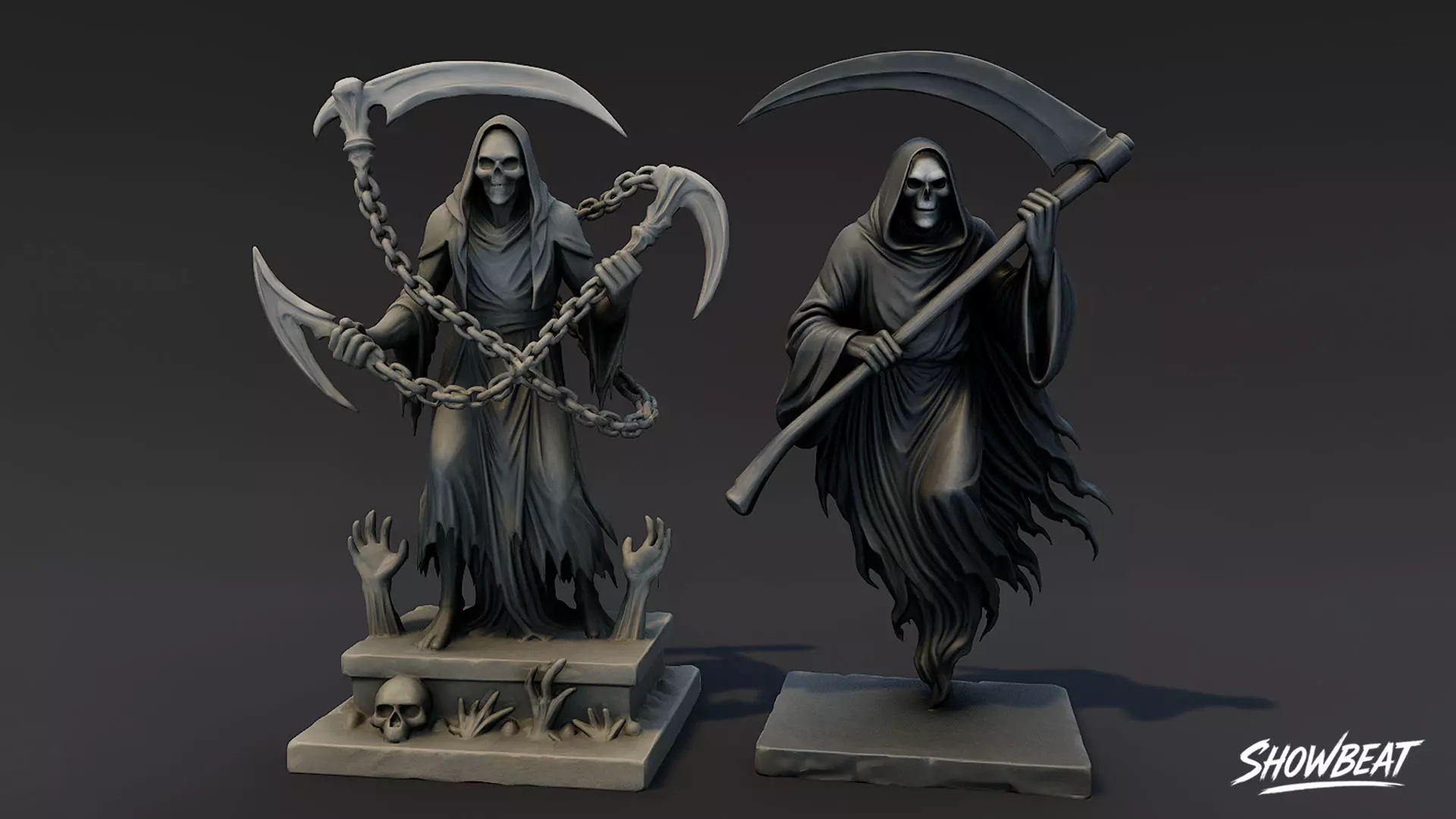 Death Reaper Statue Pack Low-poly 3D model_9