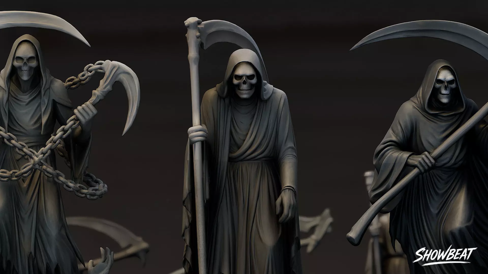 Death Reaper Statue Pack Low-poly 3D model_5