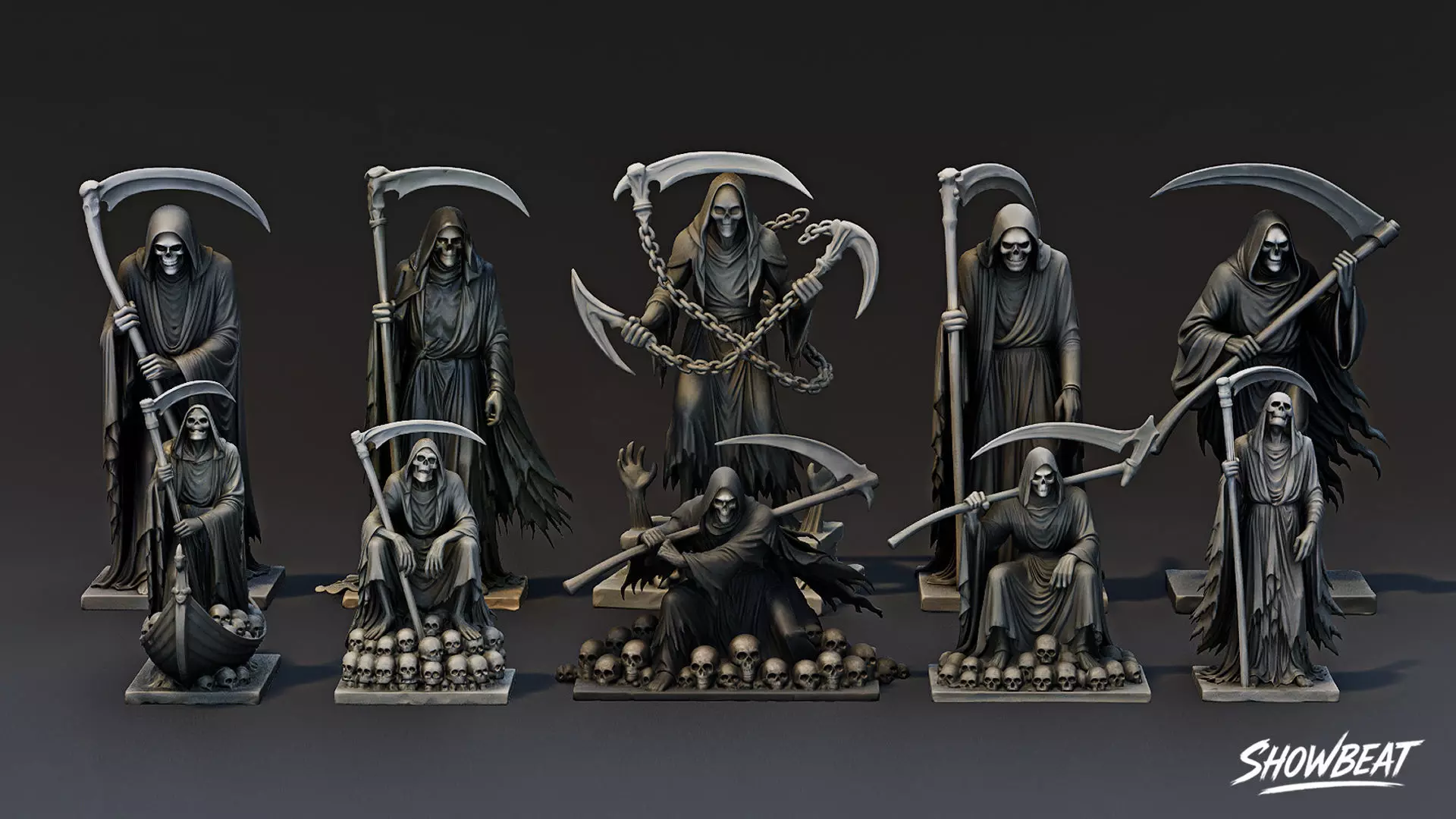 Death Reaper Statue Pack Low-poly 3D model_1