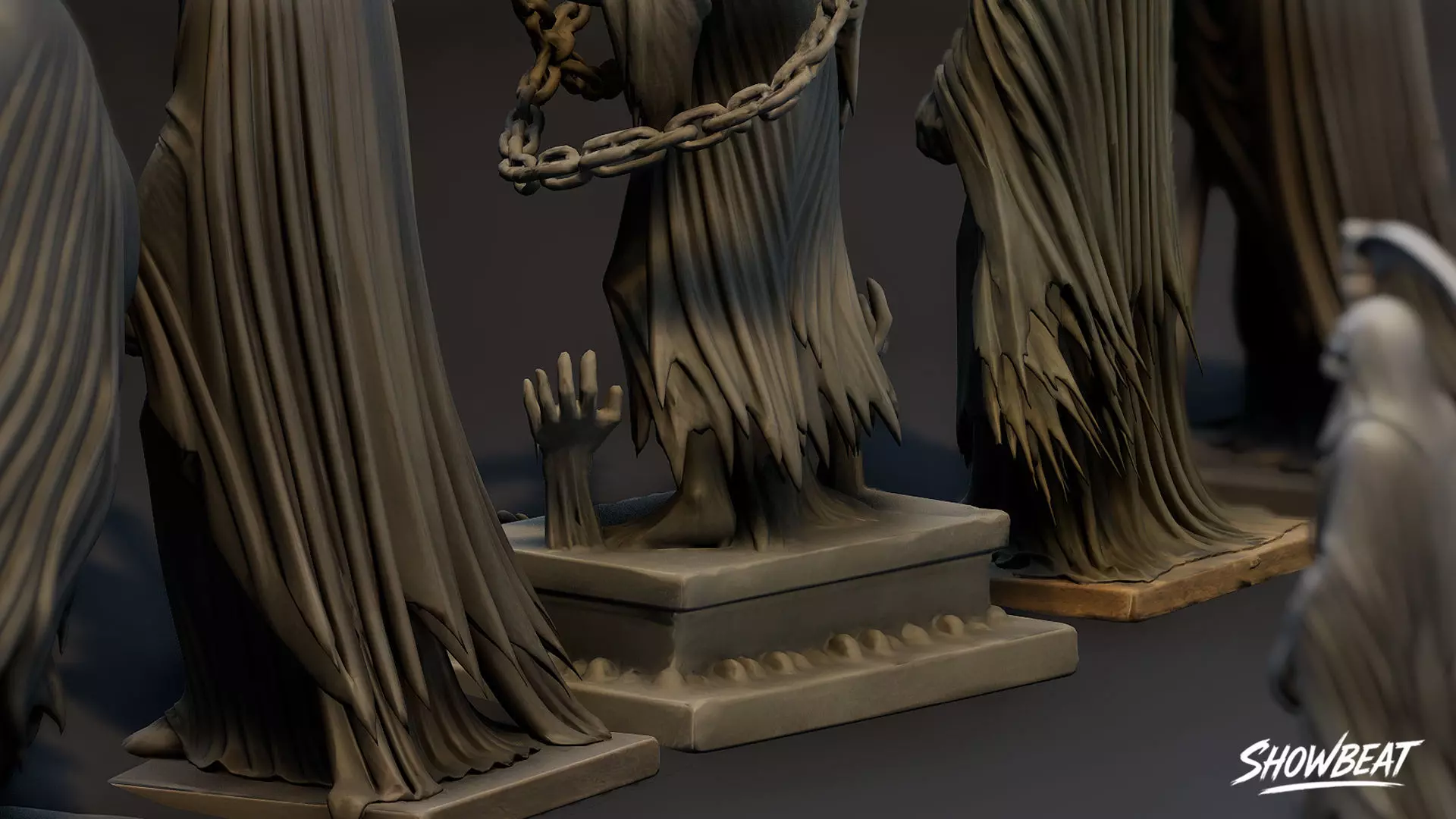 Death Reaper Statue Pack Low-poly 3D model_8