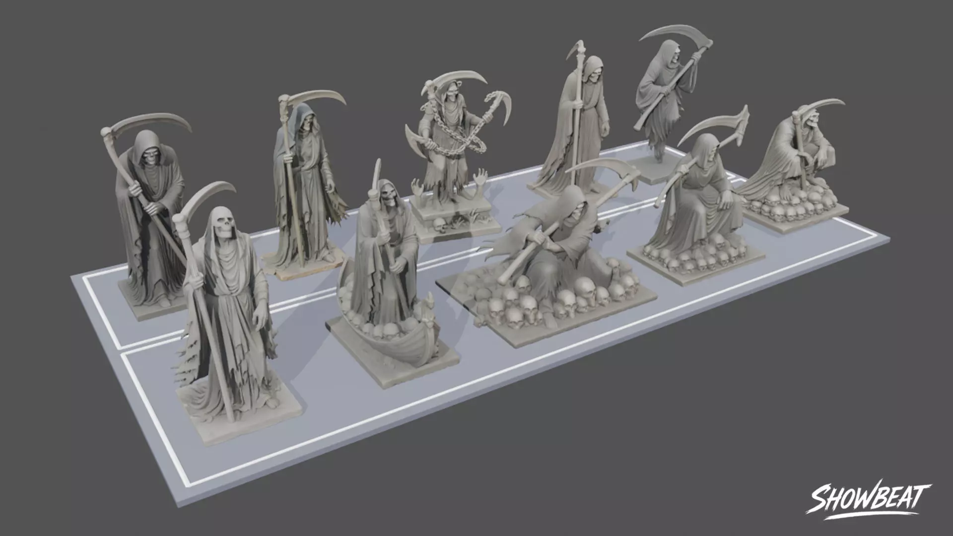 Death Reaper Statue Pack Low-poly 3D model_14