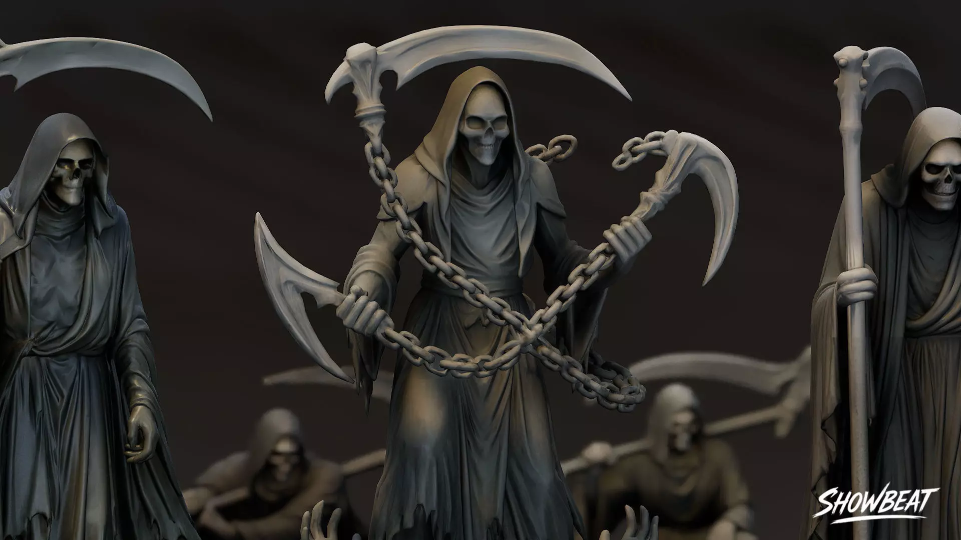 Death Reaper Statue Pack Low-poly 3D model_3