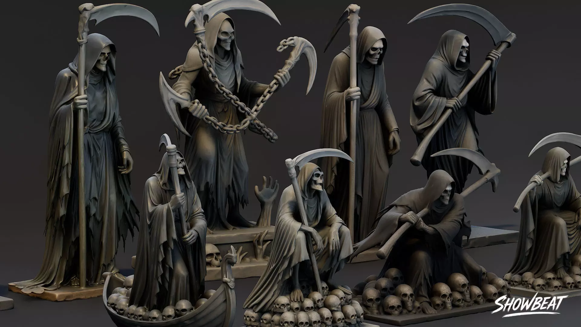 Death Reaper Statue Pack Low-poly 3D model_2