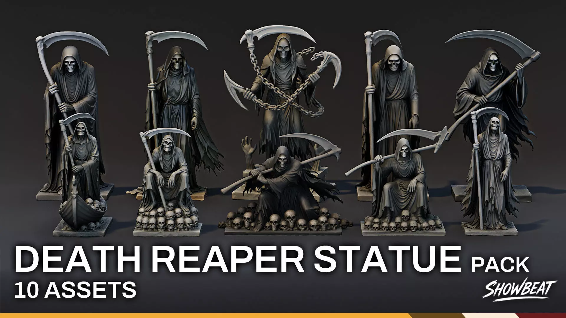 Death Reaper Statue Pack Low-poly 3D model_0