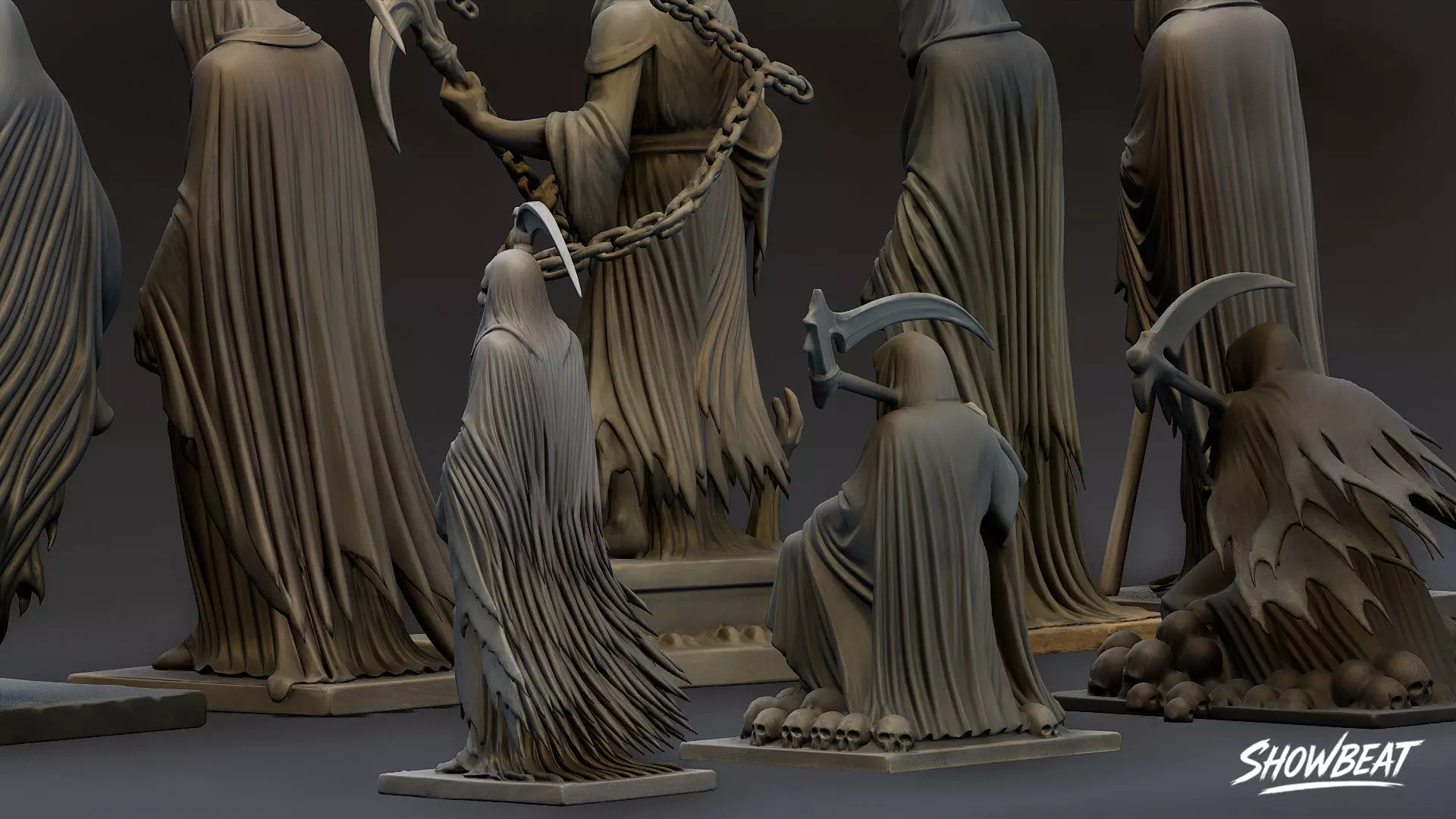 Death Reaper Statue Pack Low-poly 3D model_7