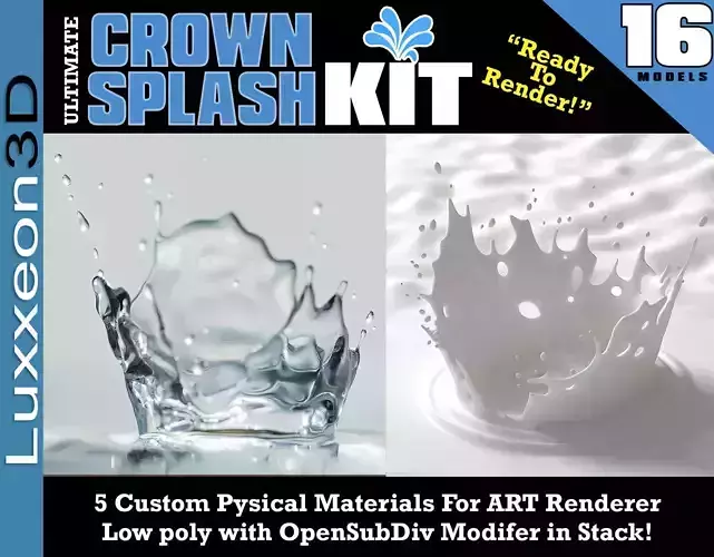 Ultimate Crown Splash Kit Low-poly 3D model
