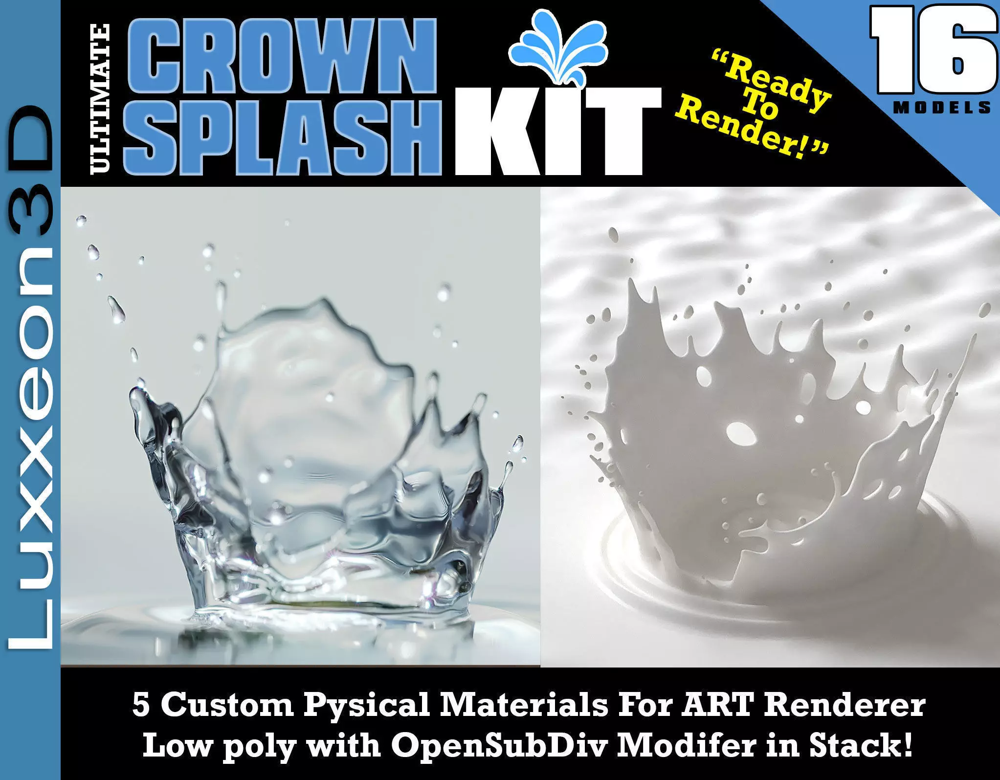 Ultimate Crown Splash Kit Low-poly 3D model_0