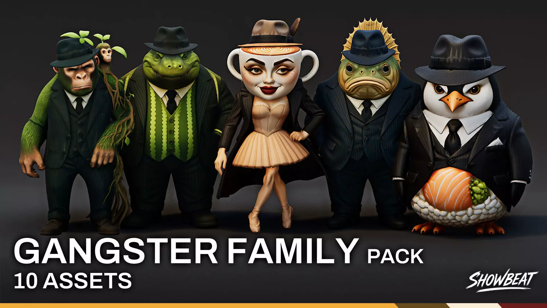 Gangster Family Pack - Italian BrainRot Low-poly 3D model