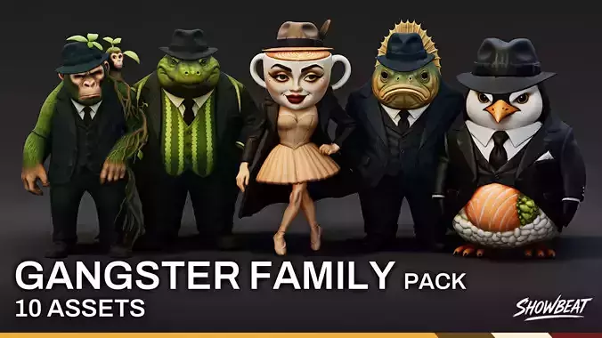 Gangster Family Pack - Italian BrainRot Low-poly 3D model