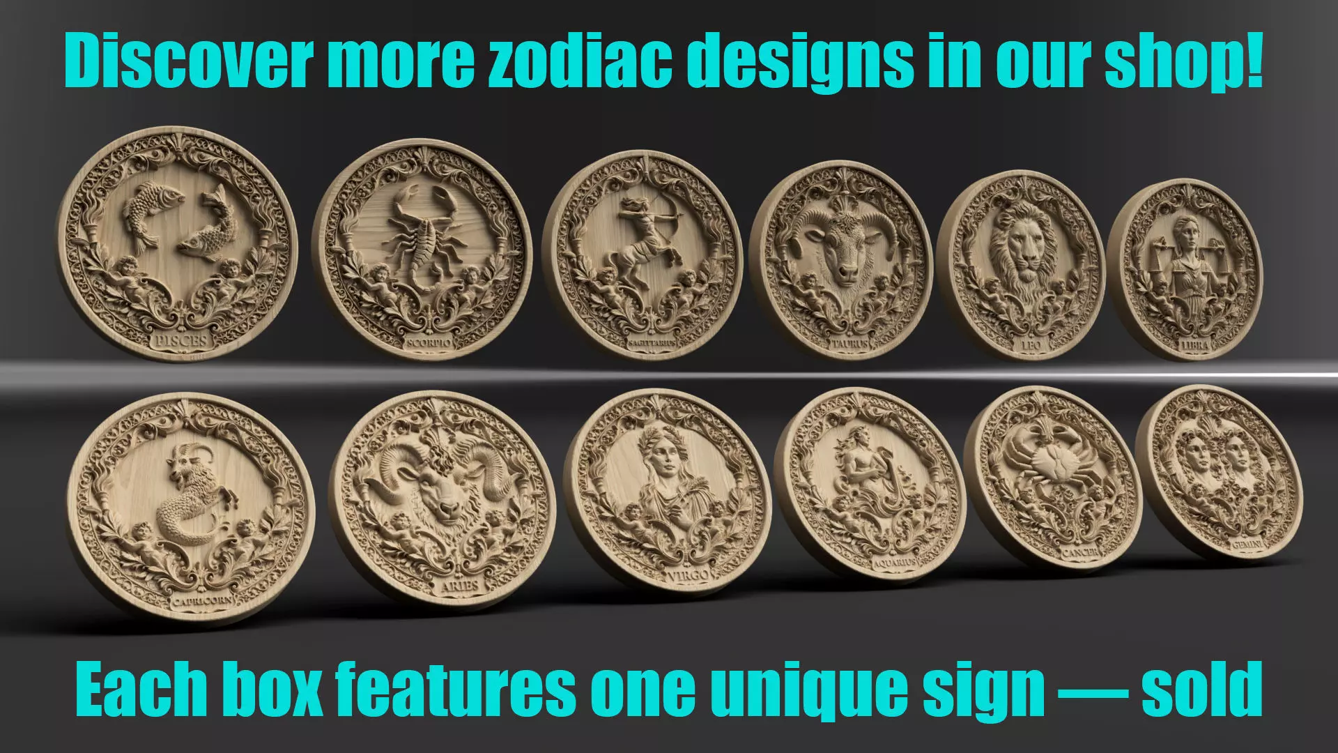 Aquarius Zodiac Round Box 3D Relief Jewelry Box 3D print model_7