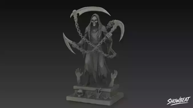 Death Reaper Statue Chain Pose