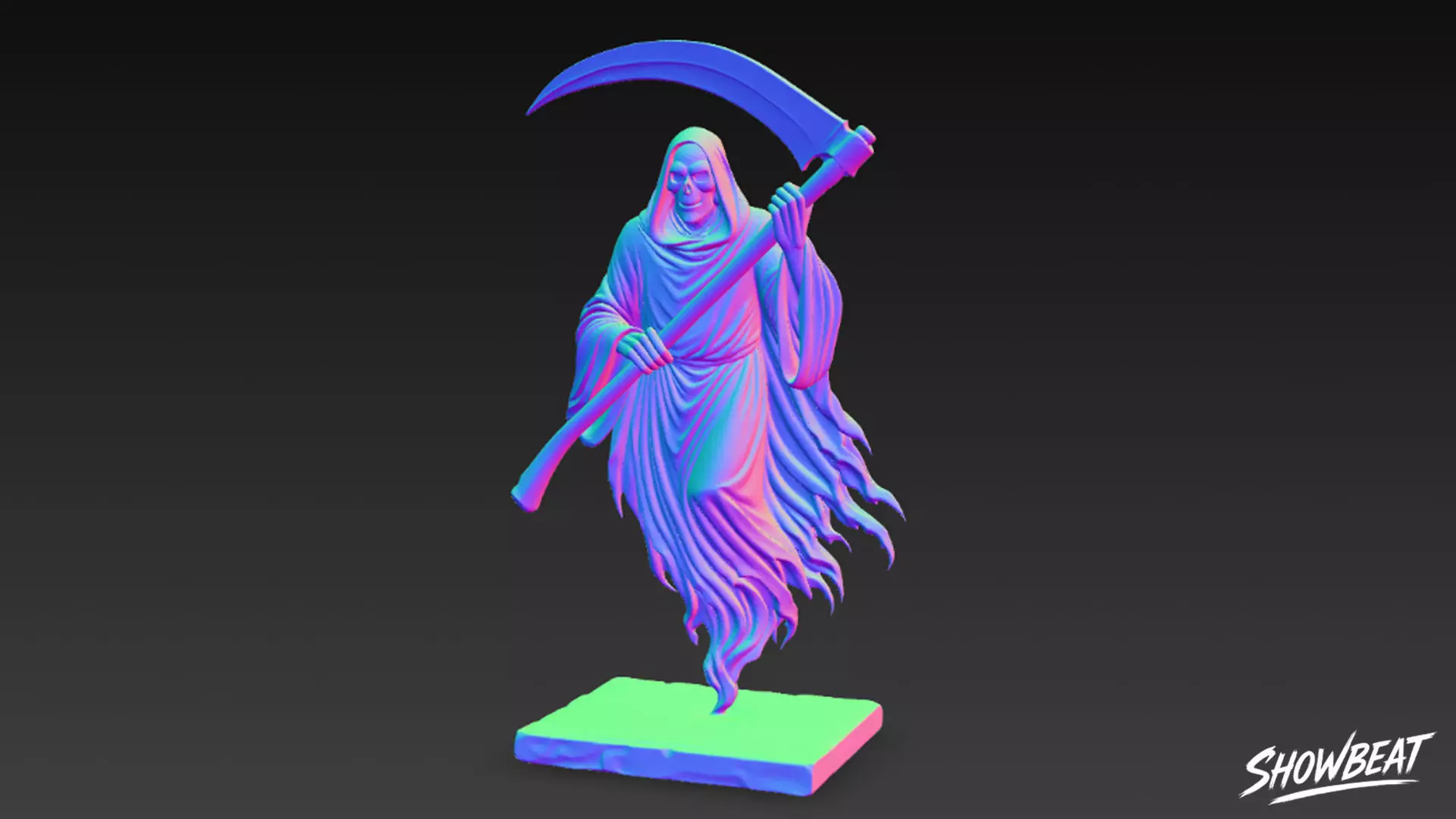 Death Reaper Statue Floating Pose Low-poly 3D model_10