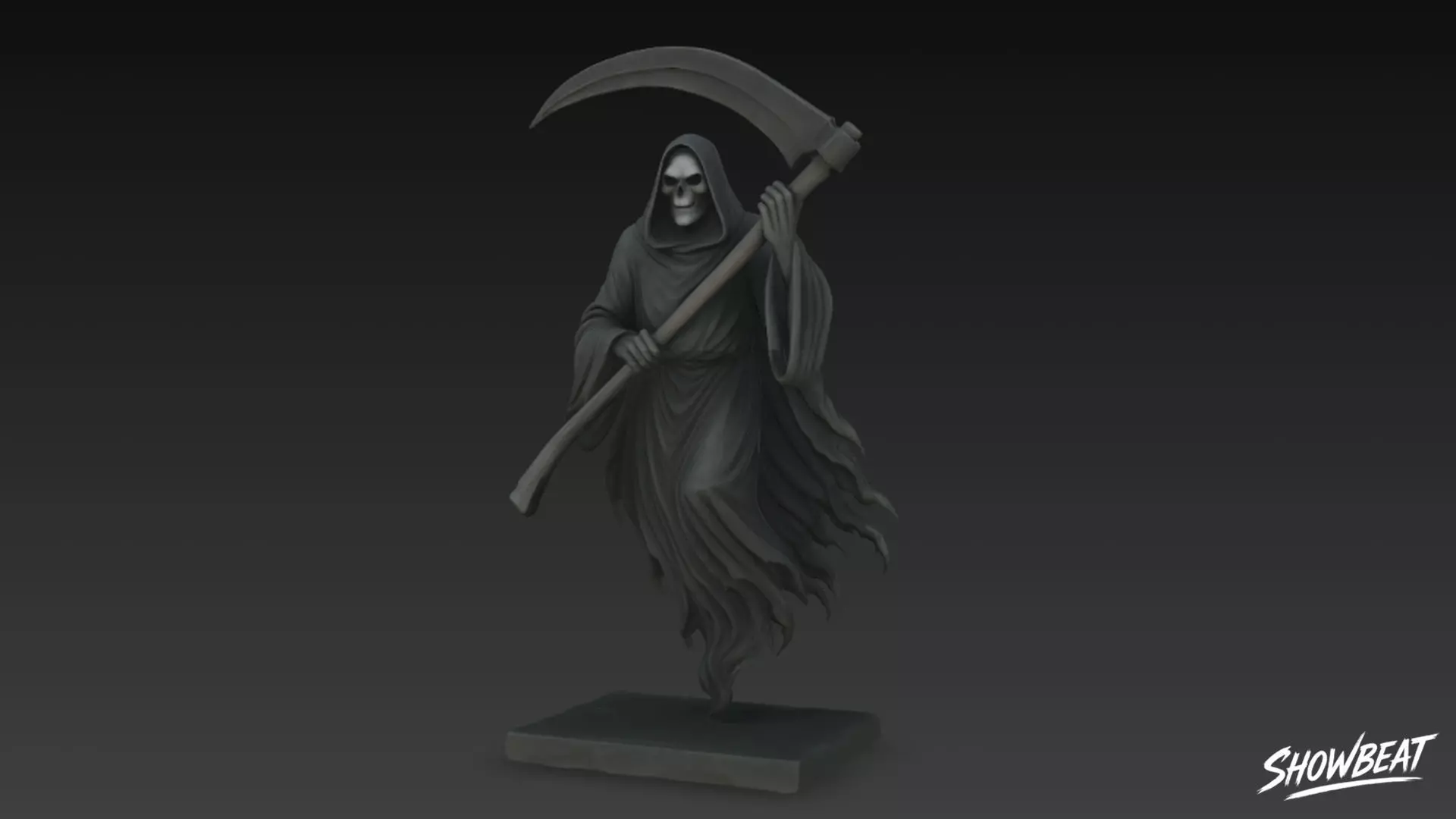 Death Reaper Statue Floating Pose Low-poly 3D model_0