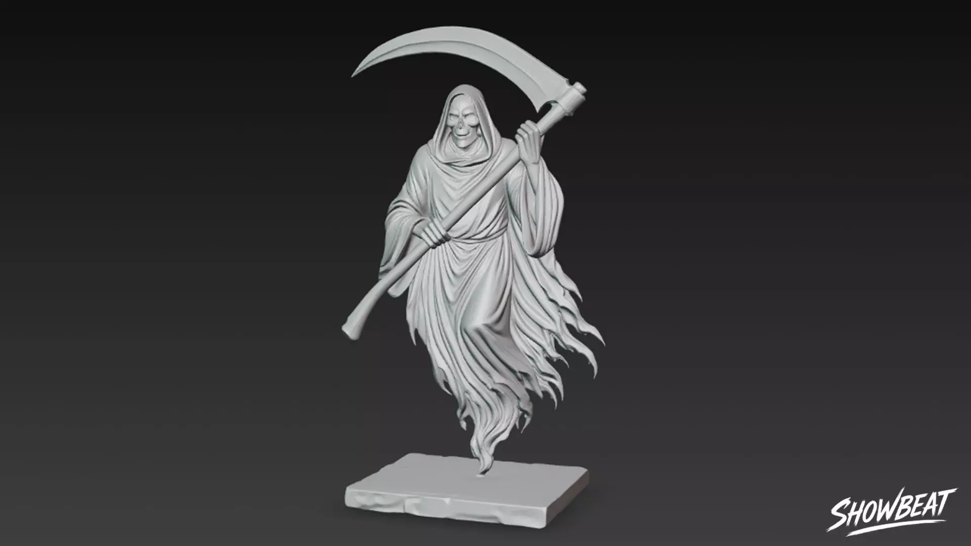 Death Reaper Statue Floating Pose Low-poly 3D model_11