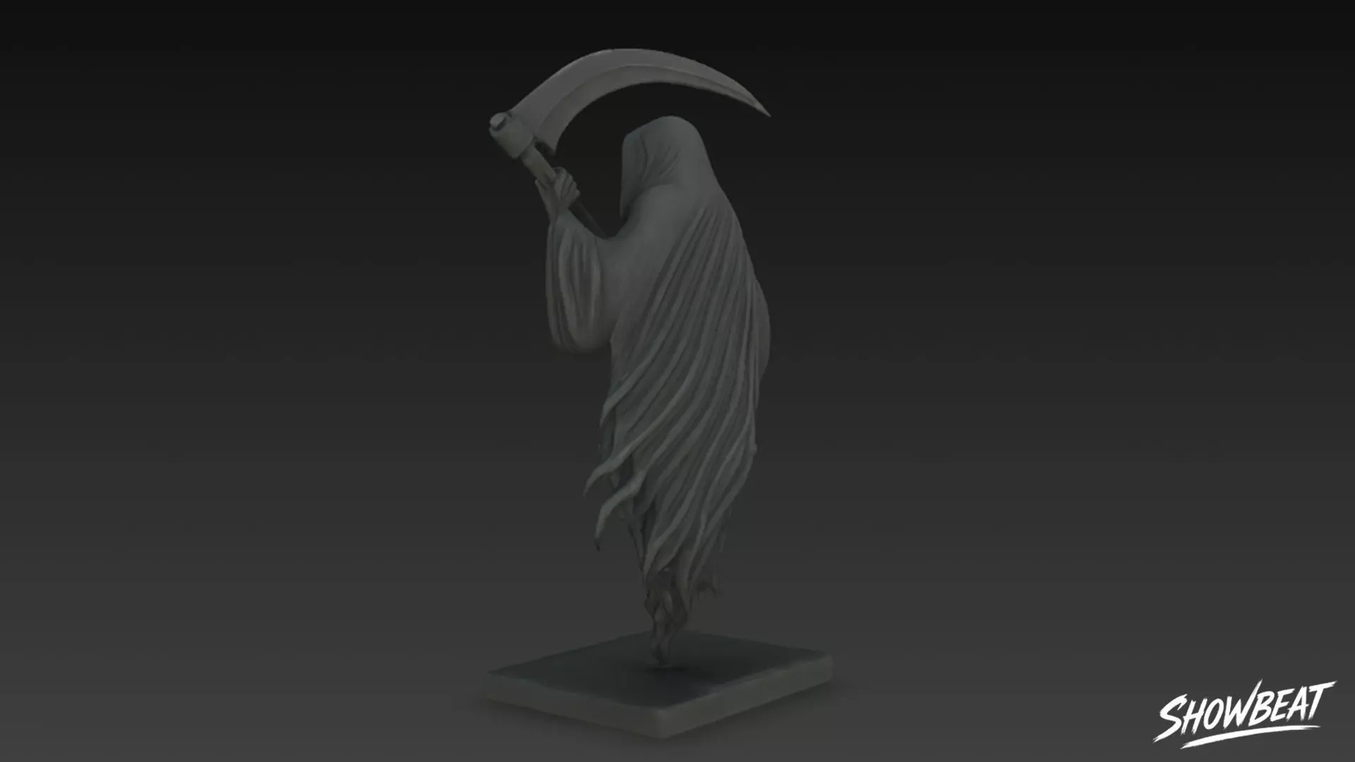 Death Reaper Statue Floating Pose Low-poly 3D model_2
