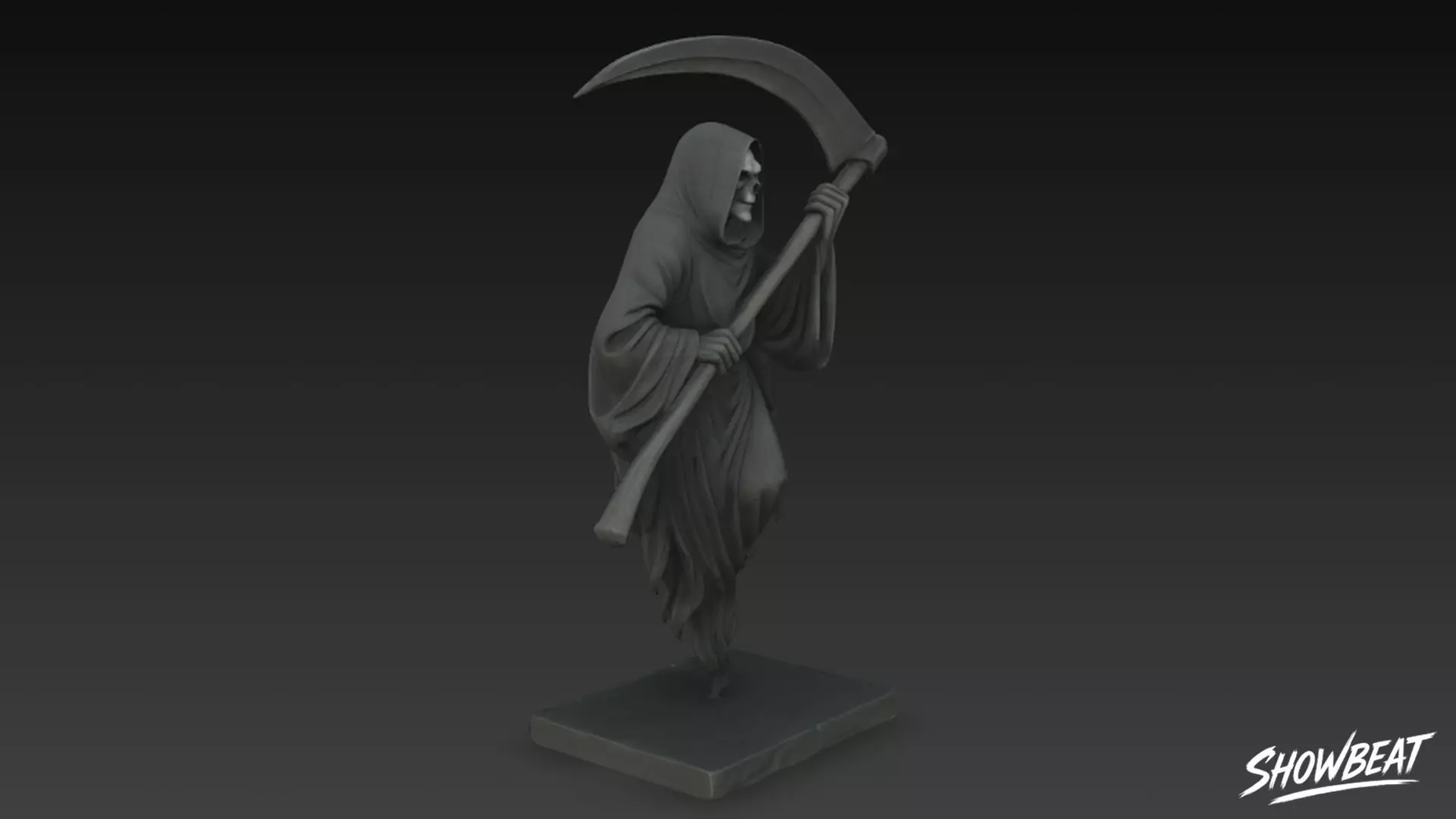 Death Reaper Statue Floating Pose Low-poly 3D model_4