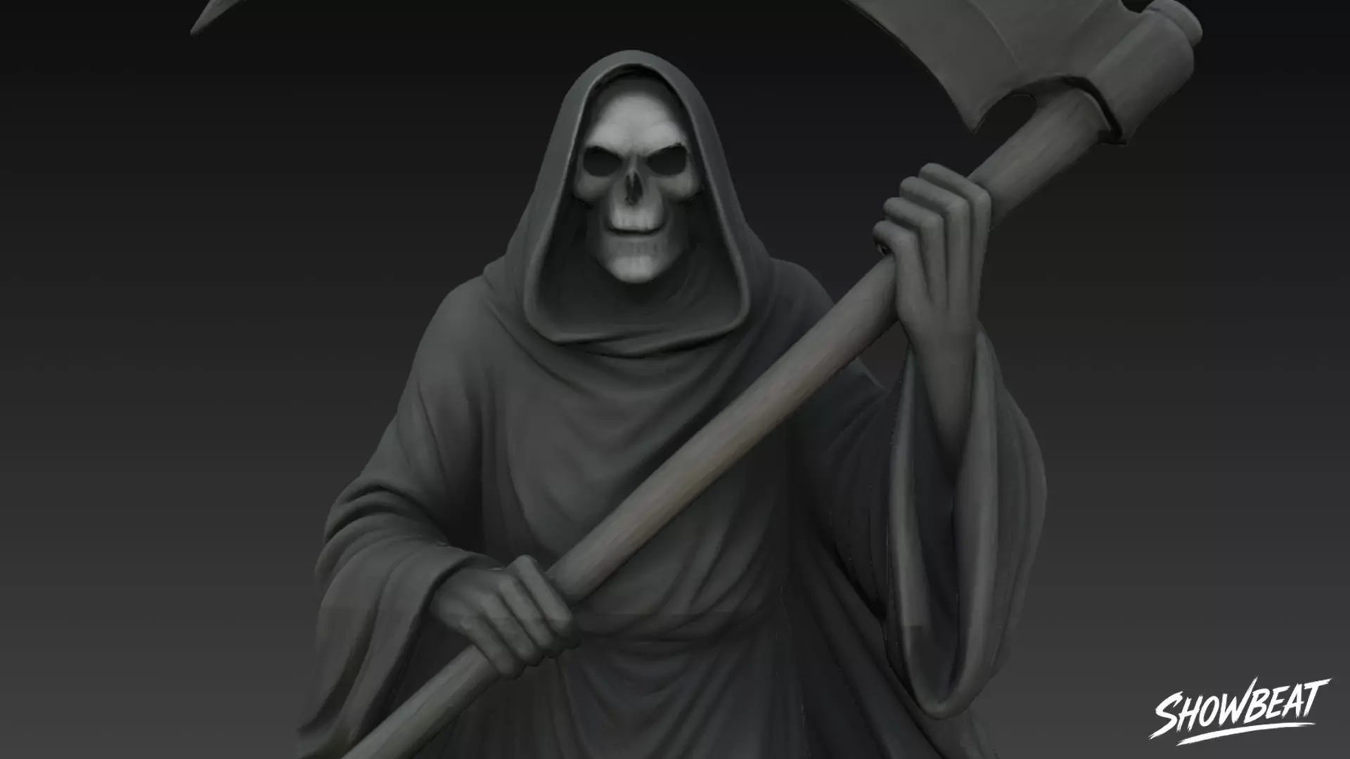 Death Reaper Statue Floating Pose Low-poly 3D model_7