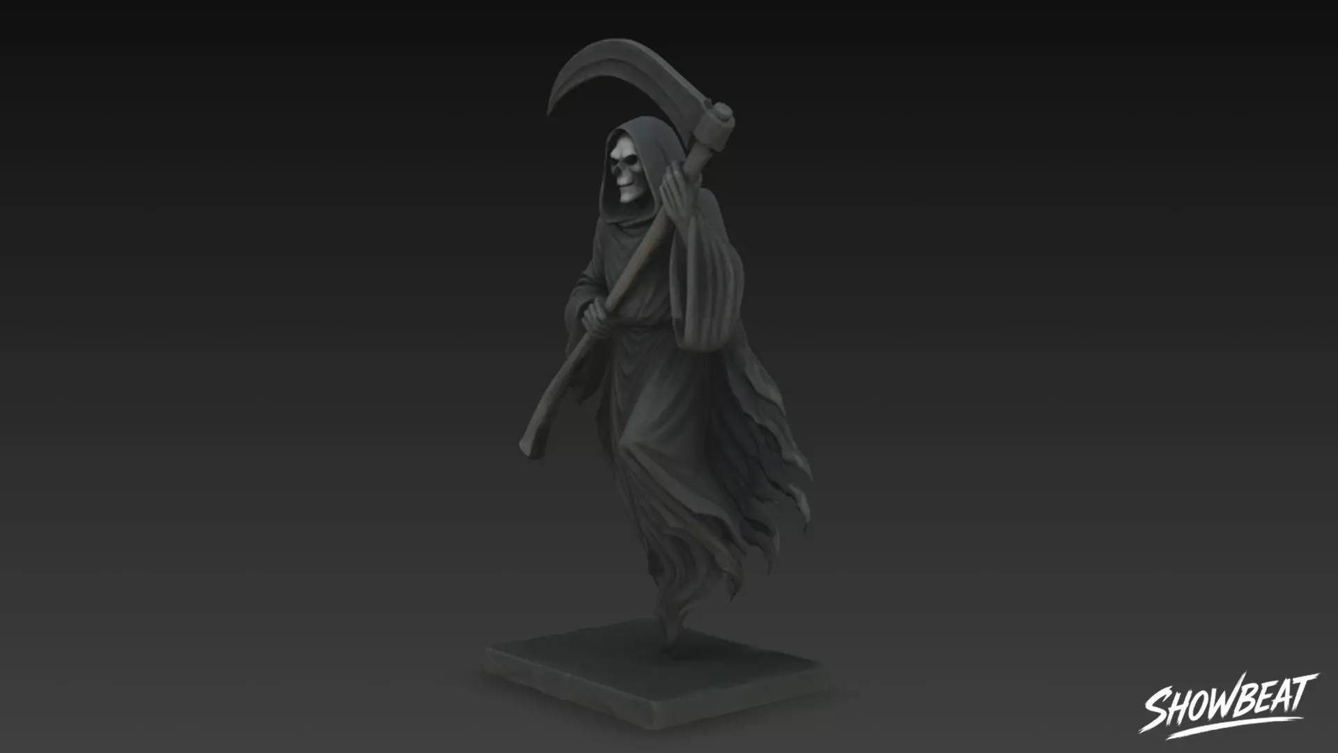 Death Reaper Statue Floating Pose Low-poly 3D model_1