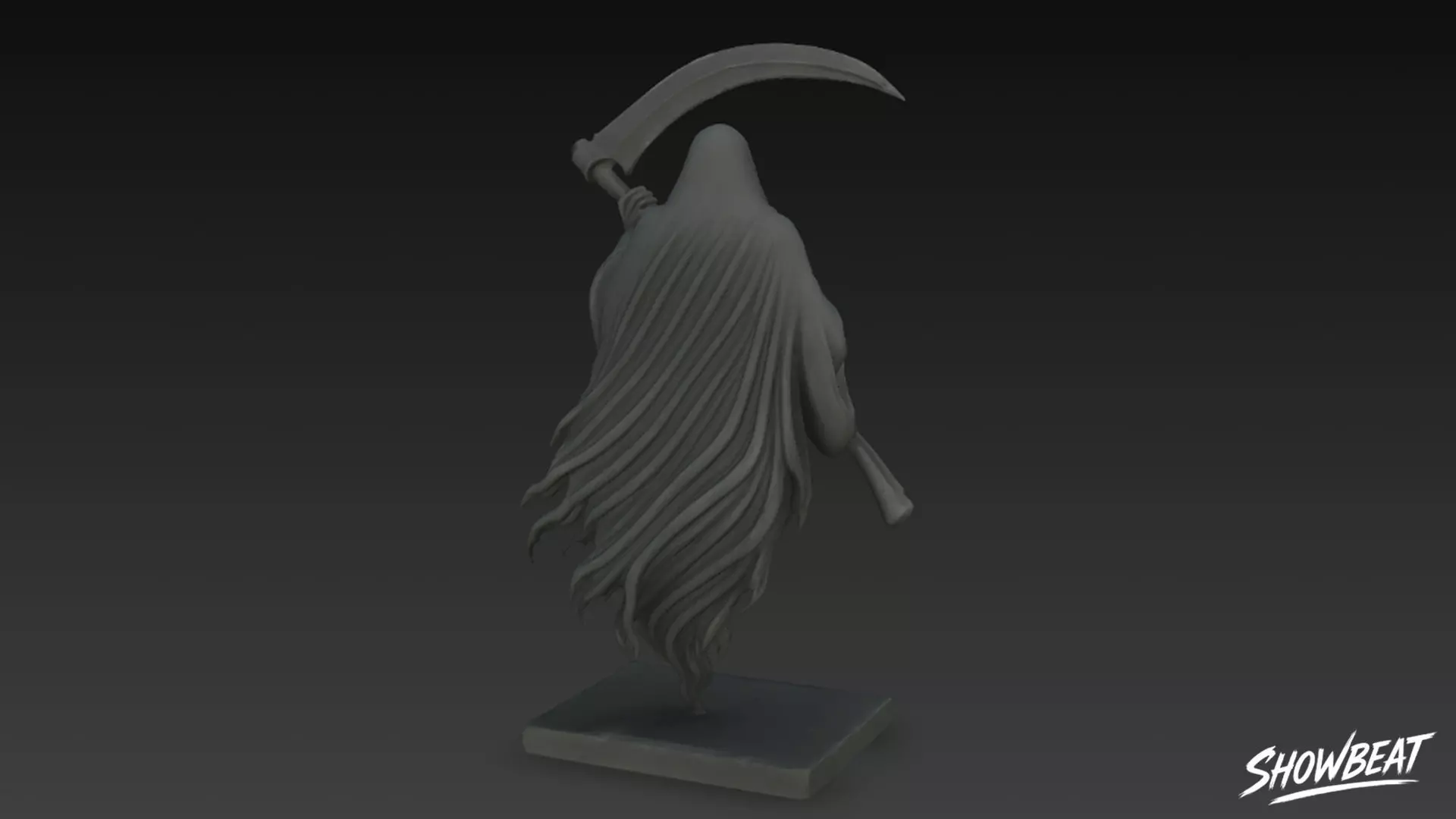 Death Reaper Statue Floating Pose Low-poly 3D model_3