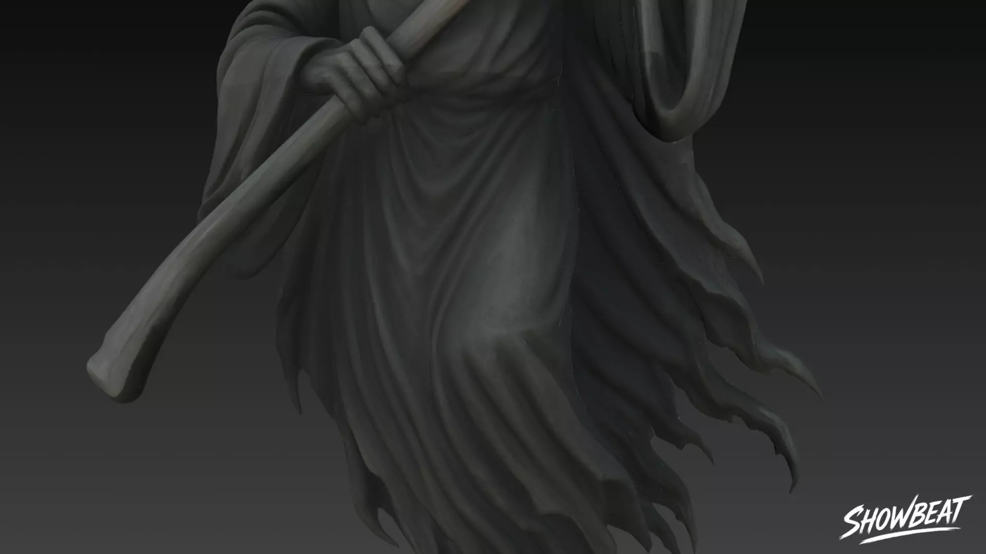 Death Reaper Statue Floating Pose Low-poly 3D model_8