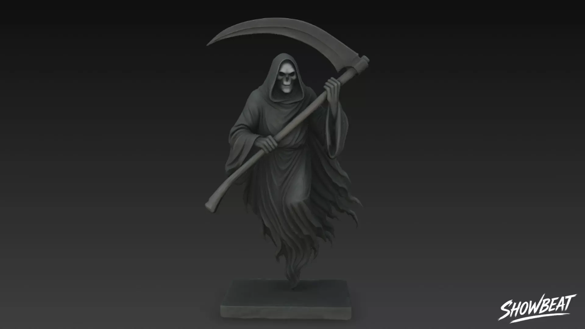 Death Reaper Statue Floating Pose Low-poly 3D model_5