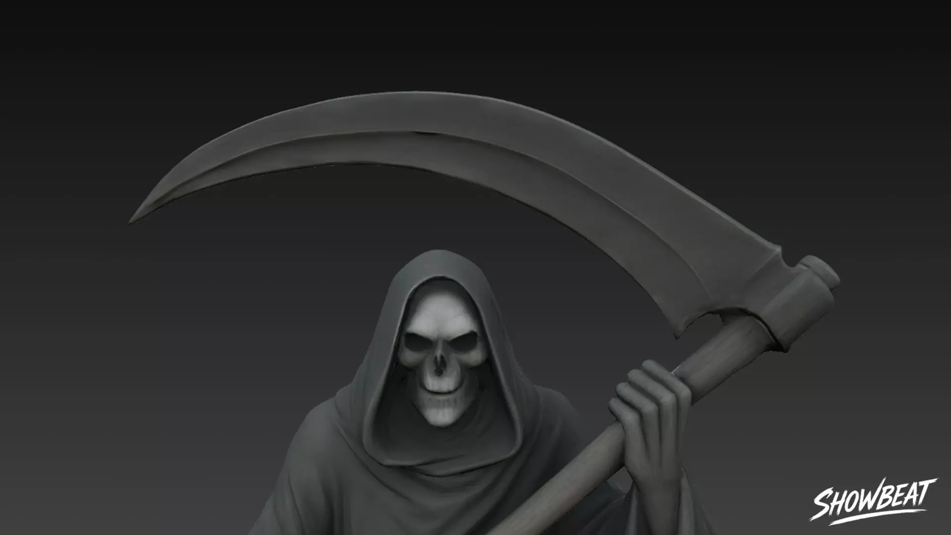 Death Reaper Statue Floating Pose Low-poly 3D model_6