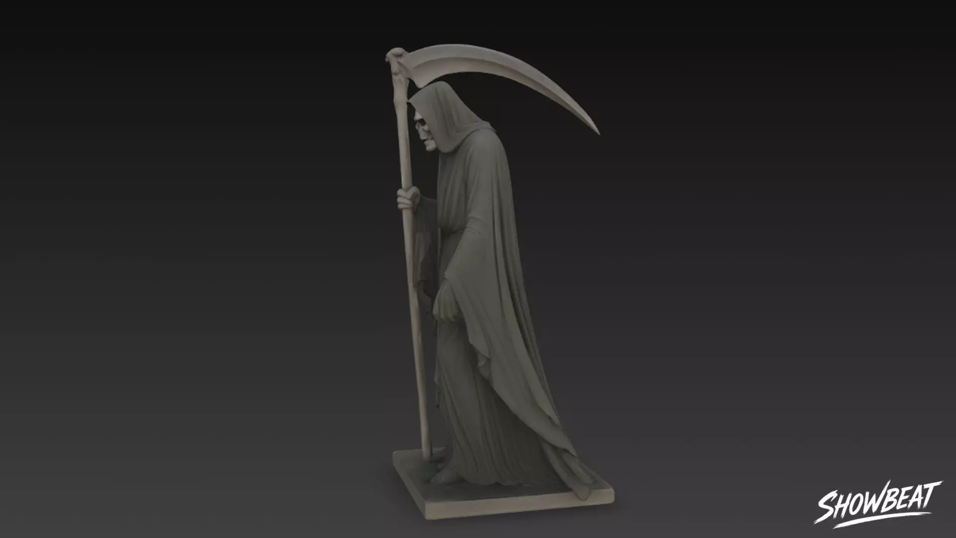 Death Reaper Statue Mourning Pose Low-poly 3D model_1