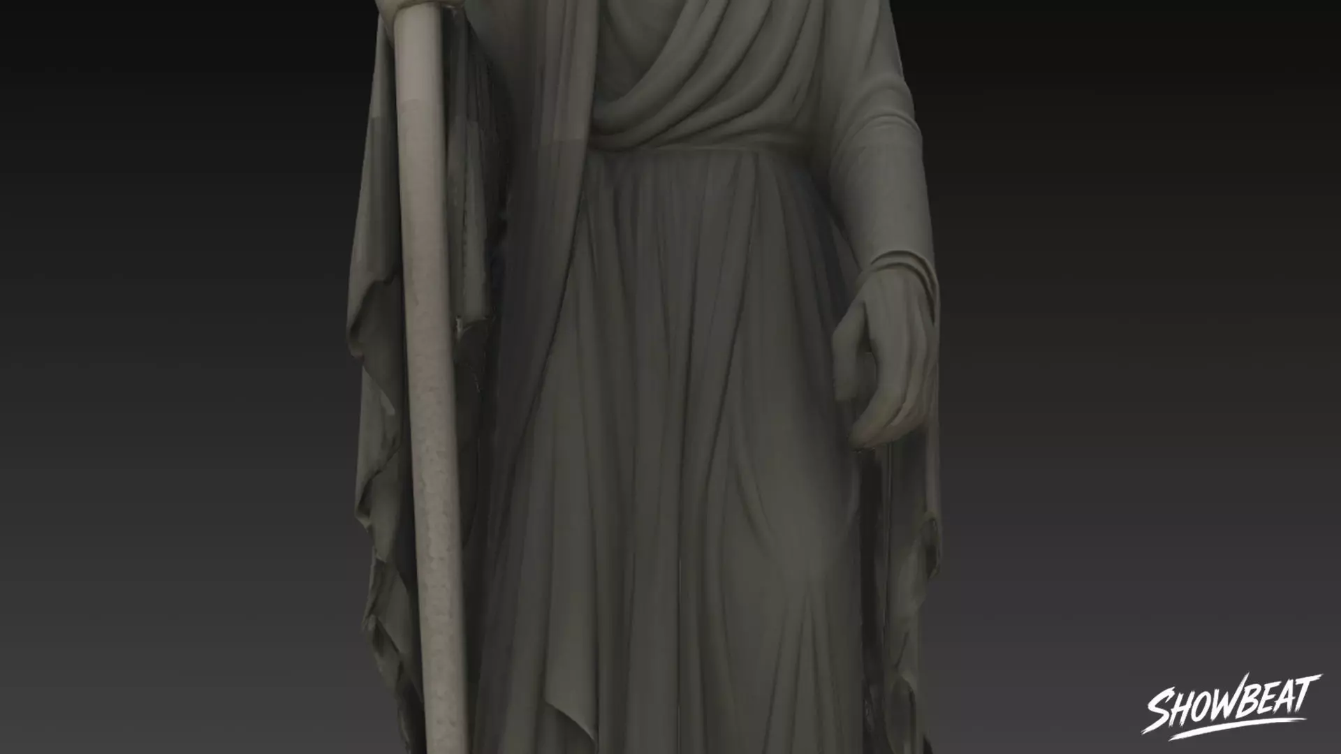 Death Reaper Statue Mourning Pose Low-poly 3D model_6